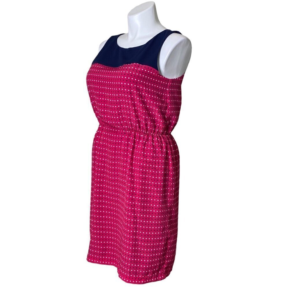 Tommy Hilfiger Polka Dot Elastic Waist Dress, Navy Pink Sleeveless Women's Size - Picture 7 of 10